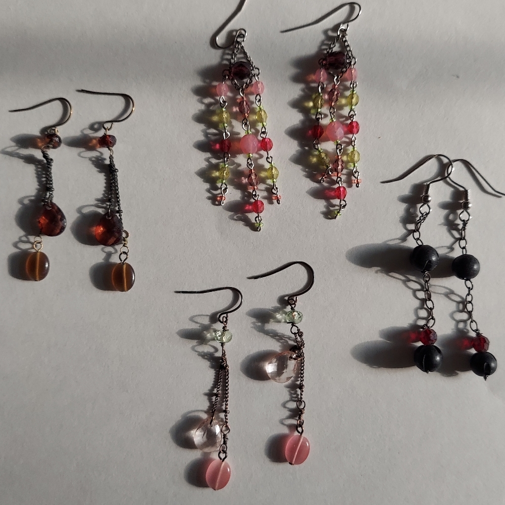 Vintage Y2K dangle earrings-4 pairs - Picture 2 of 10